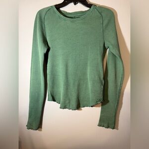 We The Free Sage Green Ribbed Long Sleeve Top